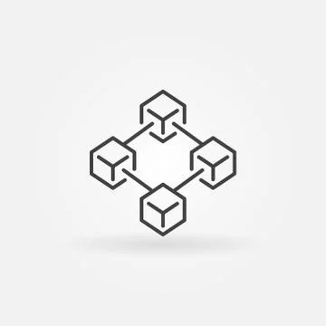 Blockchain technology vector icon in thin line style 库存插图
