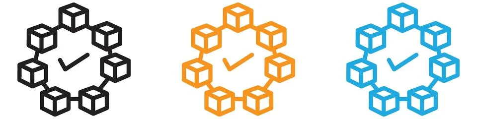 Blockchain technology vector logo set collection for web app ui 스톡 일러스트