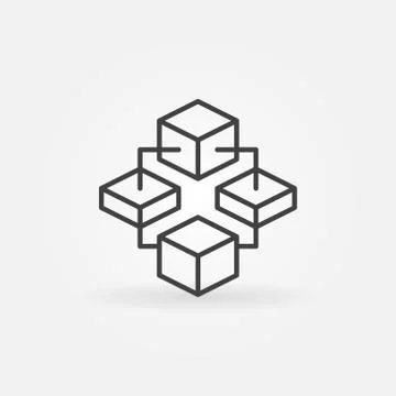 Blockchain technology vector outline icon or logo element Stock Illustration