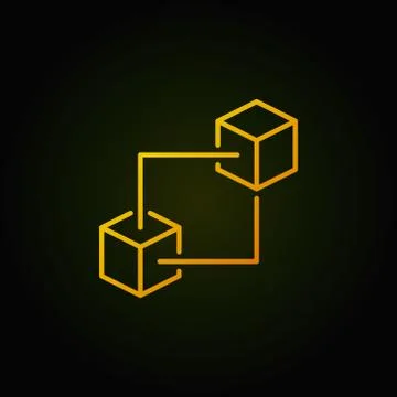 Blockchain technology vector yellow line icon or sign Stock Illustration