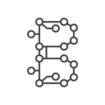 Blockchain technology,circuit vector line icon, sign, illustration on background Stock Illustration