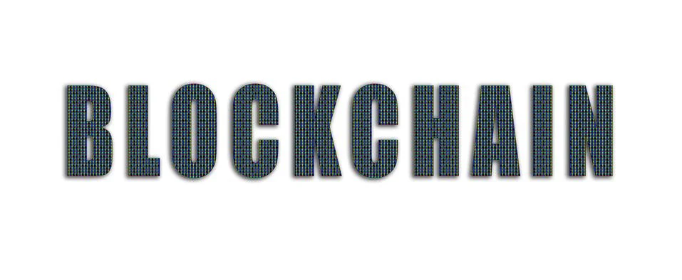 Blockchain text with oled screen macro pattern Illustrazione stock