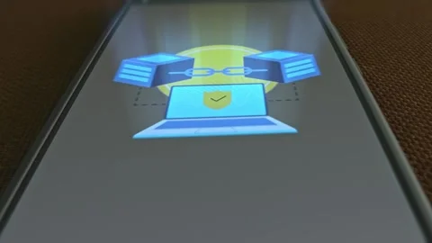 Blockchain themed graphic presentation on smartphone Video stock 303426307