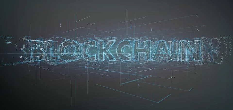 Blockchain title isolated on a background Illustrazione stock