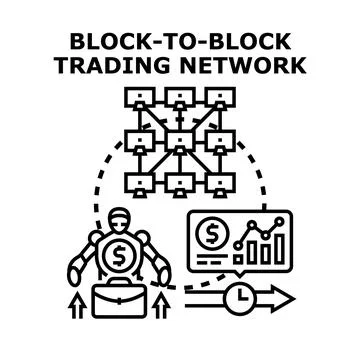 Blockchain trading network with automated agent concept Ilustração Stock