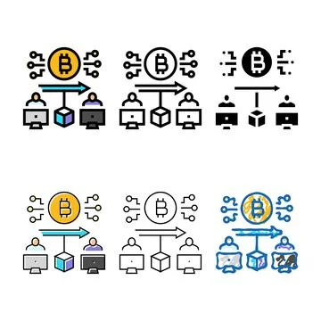 Blockchain transaction cryptocurrency mining diversity color icon vector Stock Illustration