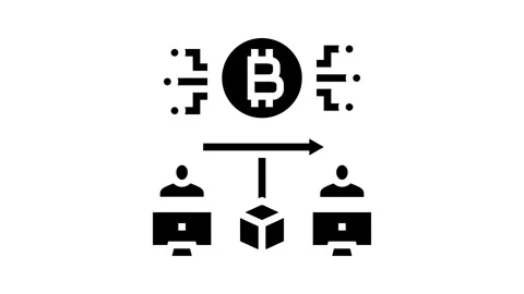 Blockchain transaction cryptocurrency mining glyph icon animation Stock Footage 326146748