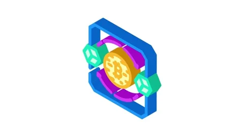 Blockchain transaction cryptocurrency mining isometric icon animation Stock Footage 327282408
