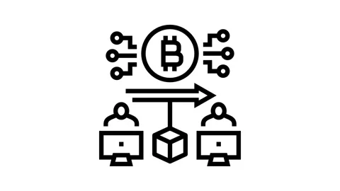 Blockchain transaction cryptocurrency mining line icon animation Stock Footage 326126892