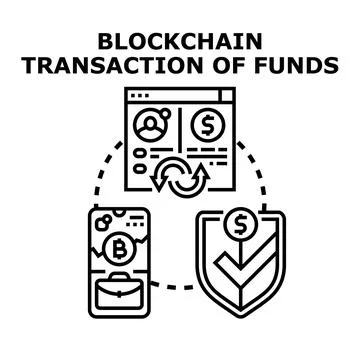 Blockchain transaction of funds concept illustration Stock Illustration