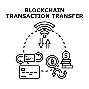 Blockchain transaction transfer and digital finance Stock Illustration