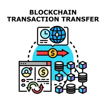 Blockchain transaction transfer and secure digital payment concept Stock Illustration