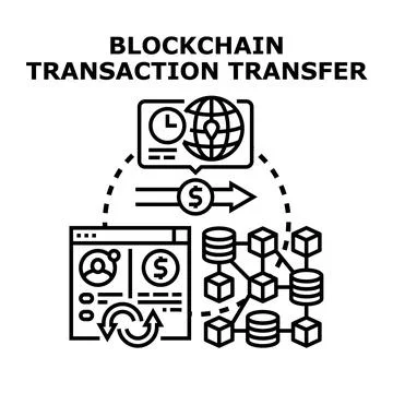 Blockchain transaction transfer and secure digital payment concept Stock Illustration
