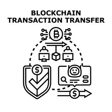 Blockchain transaction transfer process cryptocurrency technology Stock Illustration