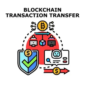 Blockchain transaction transfer process cryptocurrency technology Stock Illustration