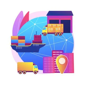 Blockchain in transport technology abstract concept vector illustration. 스톡 일러스트