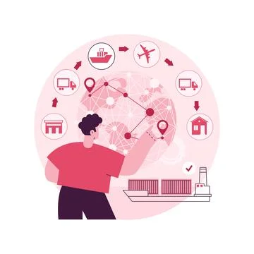 Blockchain in transport technology abstract concept vector illustration. Stock Illustration
