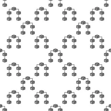 Blockchain vector blue seamless pattern. Block Chain Technology background Stock Illustration