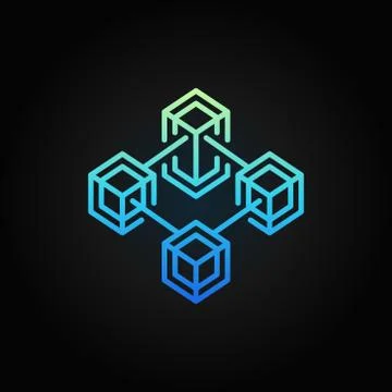 Blockchain vector colored linear crypto icon or logo Stock Illustration