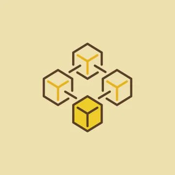 Blockchain vector colorful icon made with four cubes Illustrazione stock