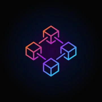 Blockchain vector colorful line icon or logo element 库存插图