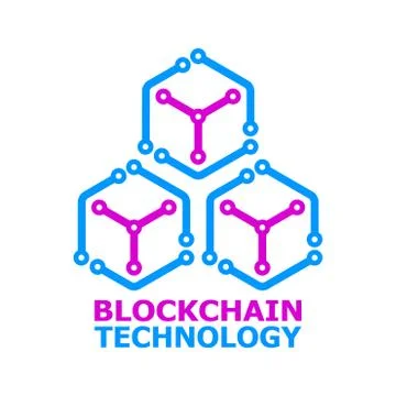 Blockchain vector colorful logo element on white background. 스톡 일러스트