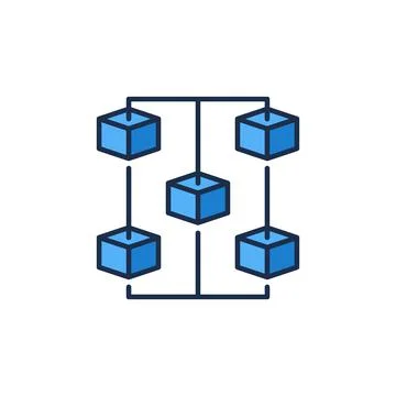 Blockchain vector concept blue icon - Block chain modern sign 스톡 일러스트