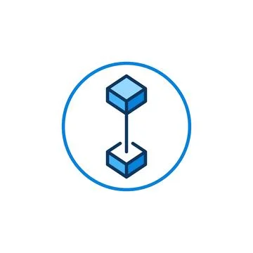 Blockchain vector concept blue round icon - Block Chain with 2 Blocks sign 库存插图