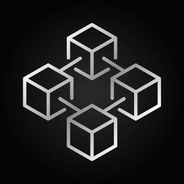 Blockchain vector concept silver icon or logo element Stock Illustration