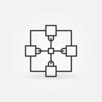 Blockchain vector Cryptocurrency concept line icon or sign Stock Illustration