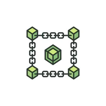 Blockchain vector cryptocurrency creative green icon Stock Illustration