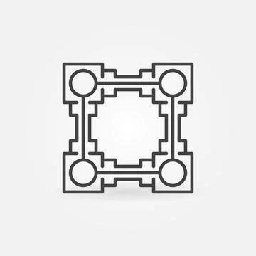 Blockchain vector geometric concept linear icon or sign Stock Illustration