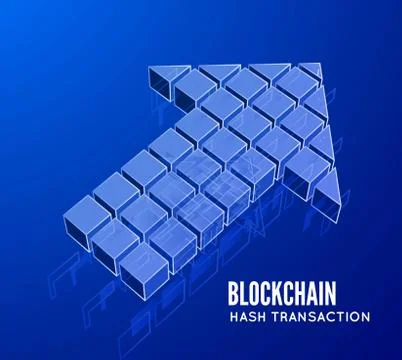 Blockchain vector illustration in the form of cubes in the form of an arrow Ilustración de archivo
