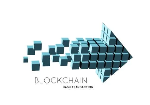Blockchain vector illustration in the form of cubes in the form of an arrow Ilustración de archivo
