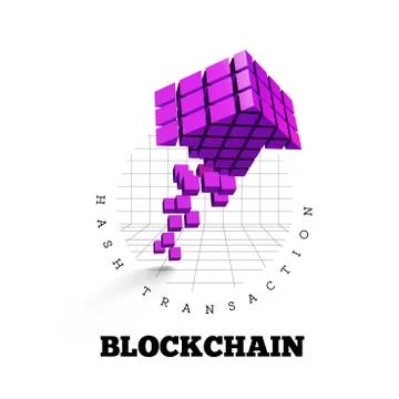 Blockchain vector illustration in the form of cubes in the form of an arrow Ilustración de archivo