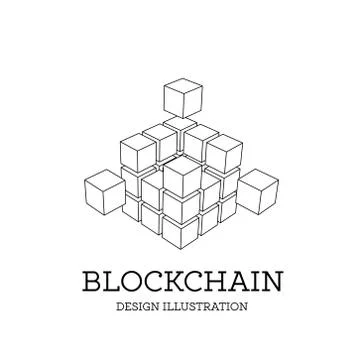 Blockchain vector illustration in the form of cubes. Block chain design. The Stock Illustration