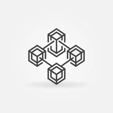 Blockchain vector line concept crypto icon or sign Stock Illustration