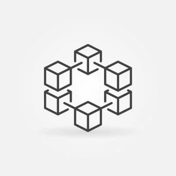 Blockchain vector line concept icon or logo 库存插图