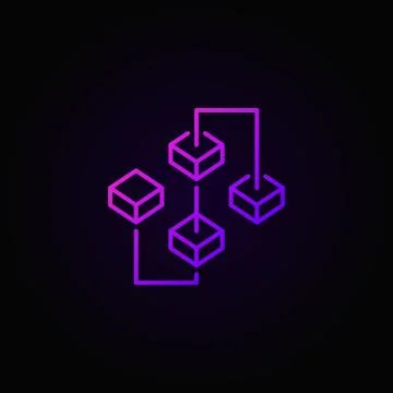 Blockchain vector purple bright icon or sign in thin line style 스톡 일러스트