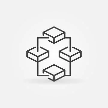 Blockchain vector thin line concept icon. Four Blocks linear symbol 库存插图