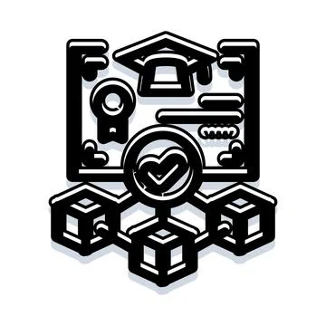 Blockchain verifying secure digital education degree and achievement Stockillustratie