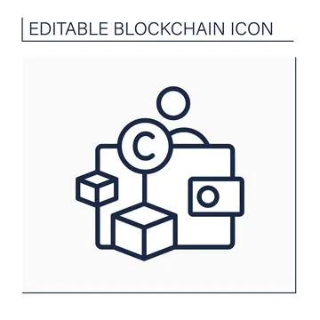 Blockchain wallet line icon Stock Illustration