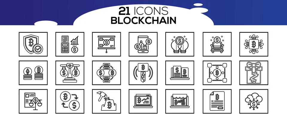 Blockchain web icon set. information icon, analytics, cloud computing, blockc イラスト素材