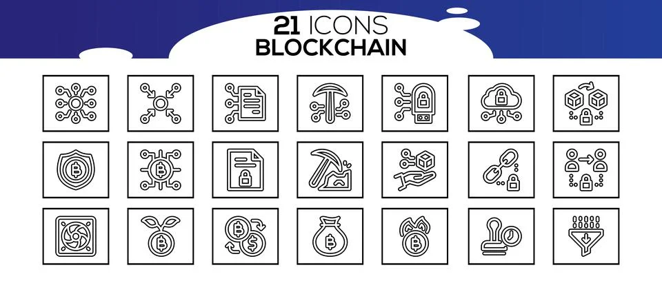 Blockchain web icon set. information icon, analytics, cloud computing, blockc イラスト素材