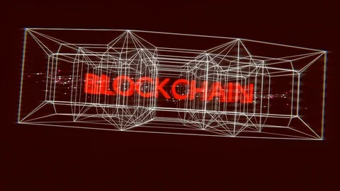 Blockchain-Wireframe Outro Stock Footage 124152909