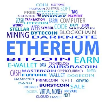 Blockchain, word cloud concept on white background Stock Illustration