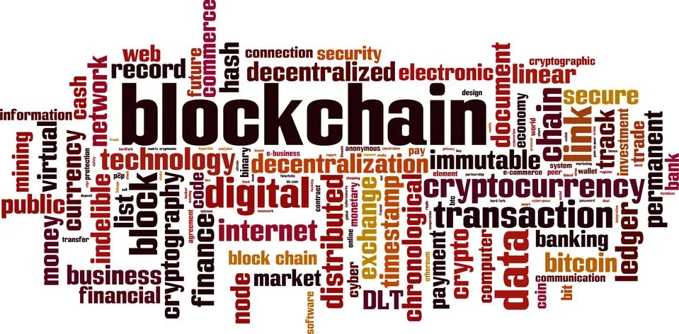 Blockchain word cloud Stock-Illustration