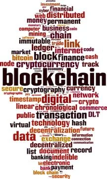 Blockchain word cloud Stock-Illustration