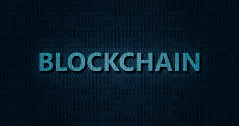 Blockchain word on digital background with binary code in blue tones. Stock Footage 160729069