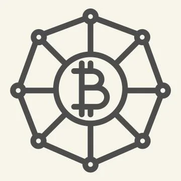 Blockchain world line icon. Cryptocurrency network vector illustration isolated イラスト素材